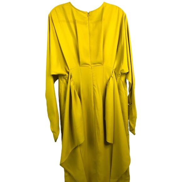 ASOS Design Maxi Dress Womens Sz 8 Yellow Ruched Long Sleeve - Picture 6 of 12